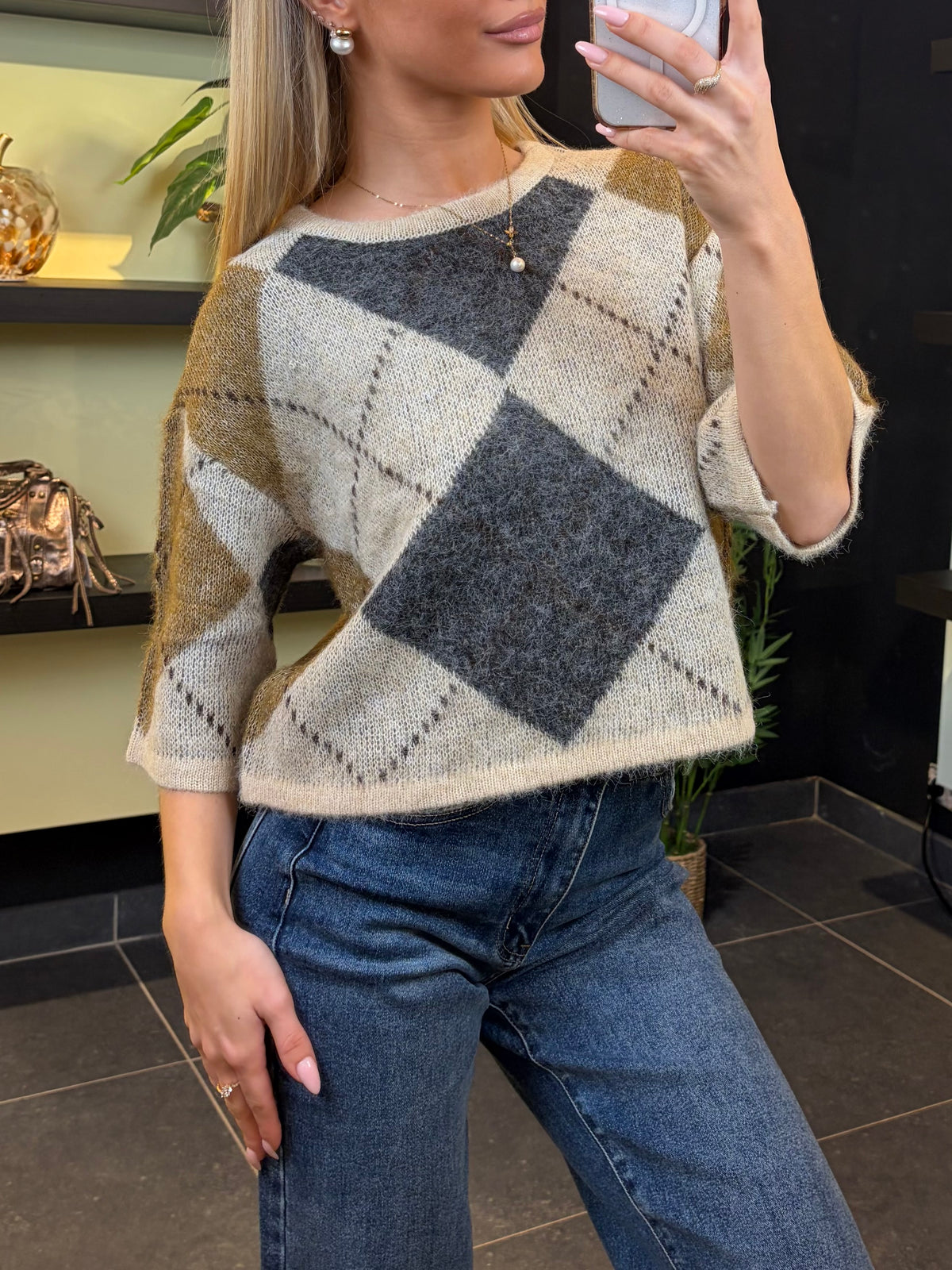 PULL ONLY CARREAUX BEIGE