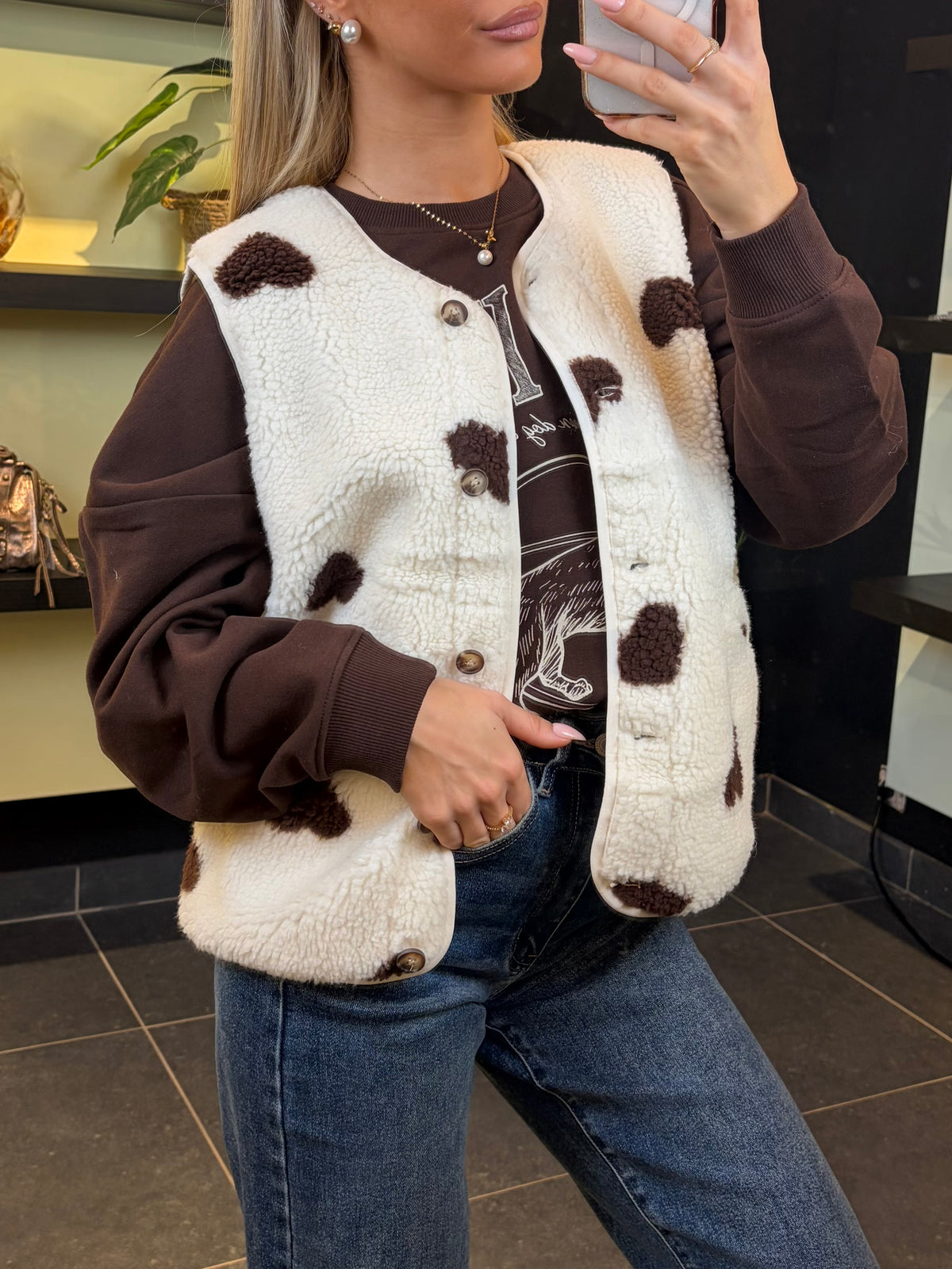 GILET ONLY COEUR BLANC